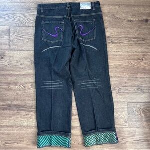 Y2K Silversilk Purple Label Jeans Men's 38 Denim Blue Striped Cuff Relaxed